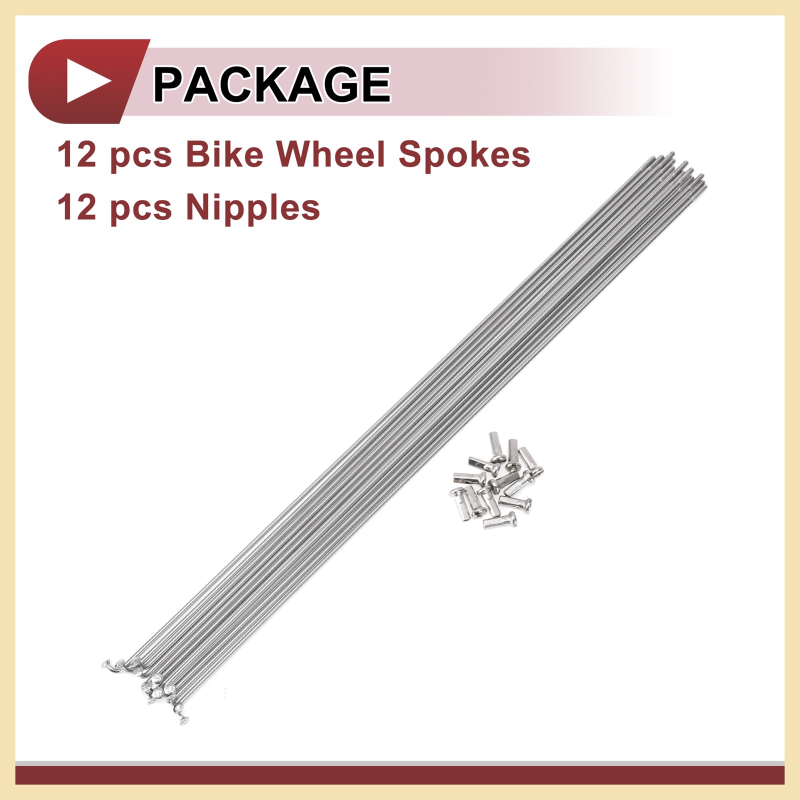 12Set 14G Bicycle Spokes 295mm Bike Wheel Spokes 304 Stainless Steel