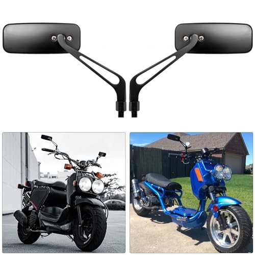 Black Devilmotor Rectangle Motorcycle Bobber Mirrors with Black Frame