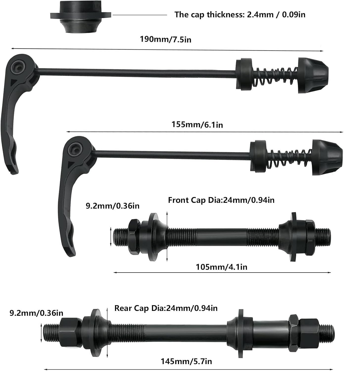 Quick Release Bicycle Hub Road Mountain Bike Front & Rear Axle Hollow Shaft