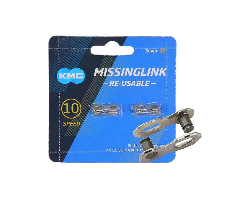2 (TWO) KMC BRANDED Multispeed Bike Master Link 10 Speed Quick Connect Chrome.