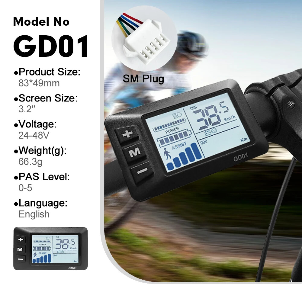 E-bike Display 24V/36V/48V/60V/72V Waterproof/SM Plug for E-bike Conversion Kit