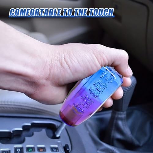 Craedli Car Gear Shift Knob, Acrylic Automotive Gear Shift Stick Head with Blue