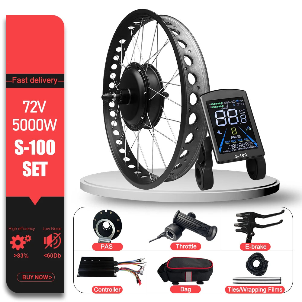 72V 5000W Electric Fat Bike Kit 4.0 Tyre Rear Hub Motor Wheel Dropout 170mm