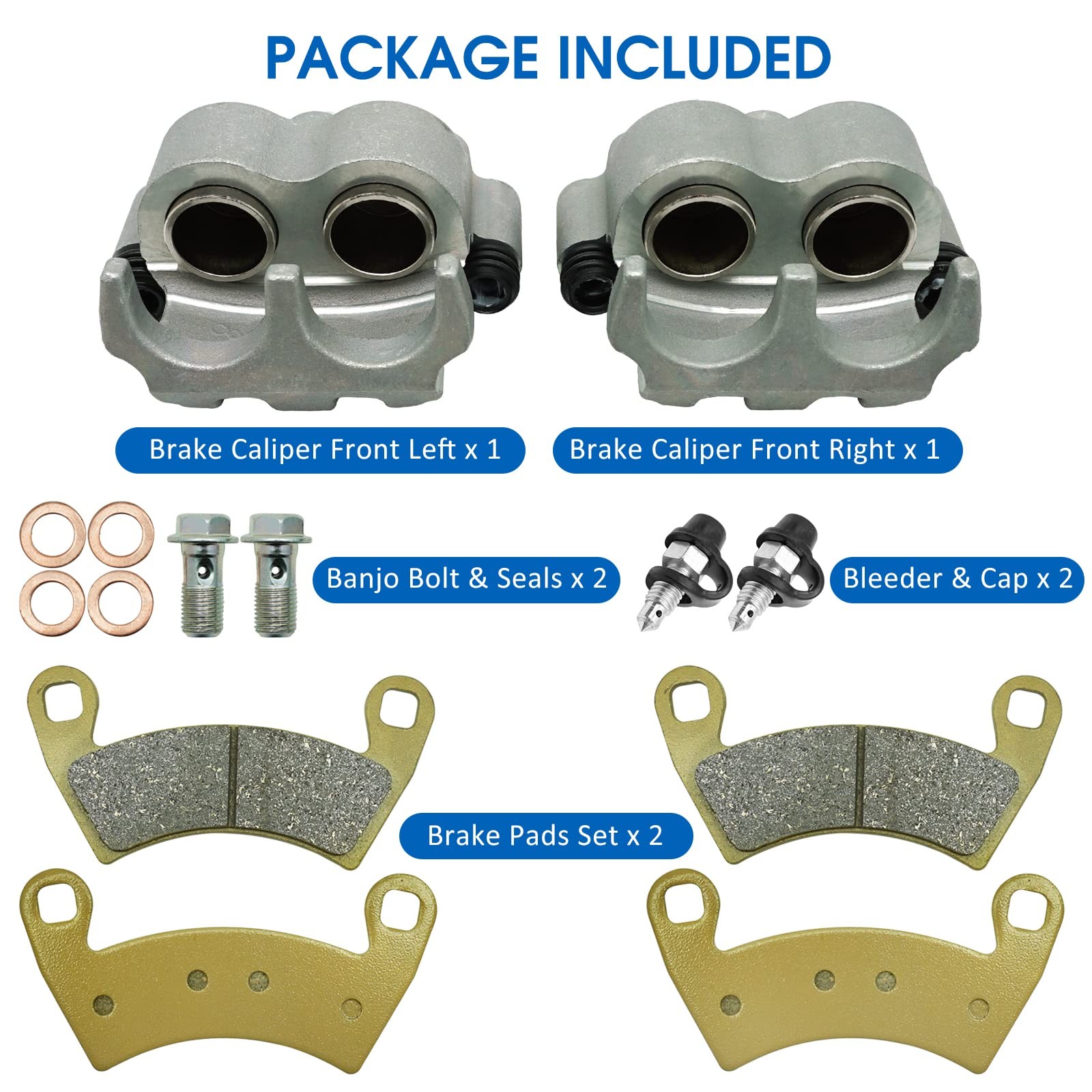 M MATI Rear Left Right Brake Caliper Pads for Polaris RZR 1000 XP, RZR Turbo, RZ