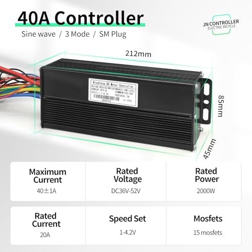 Ebike Brushless Controller 40A Sine Wave Color LCD Display S866 36V 48V 52V for