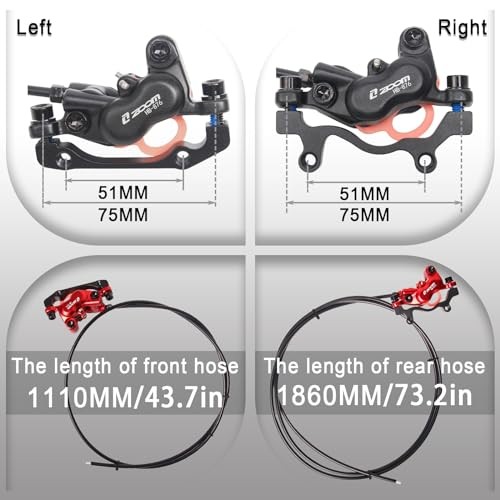 Zoom HB876E 2-PIN 4 Pistons E-Bike Electric Power Off Rear Only Black