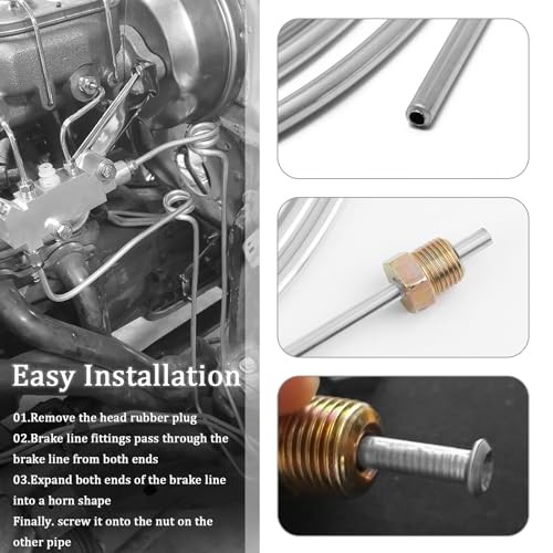 25Ft 1/4 Brake Line Kit with 16 Inverted Flare Brake Line Silver