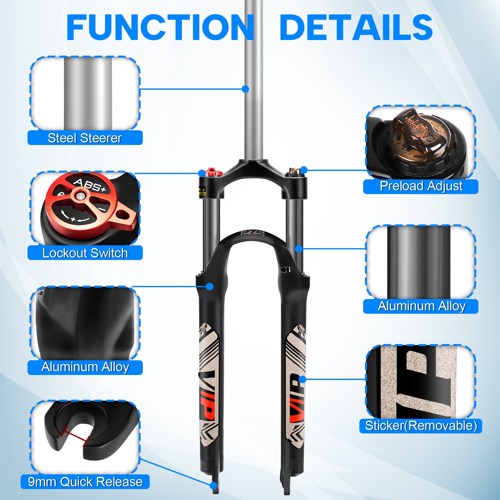 BUCKLOS For Suntour XC Air Fork MTB Bike 26/27.5/29″ Remote/Manual 100mm/120mm