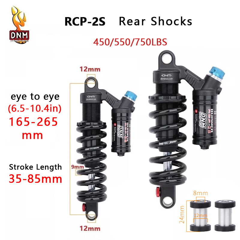 DNM Rear Shock MTB Bicycle Coil Shock Suspension 190/200/210/220/230/240/265mm