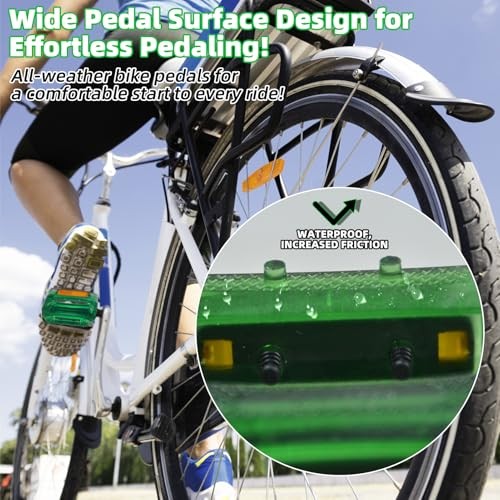 Vintage Translucent Bike Pedal, Alloy Steel Center Shaft & 9/16 Inch Emerald