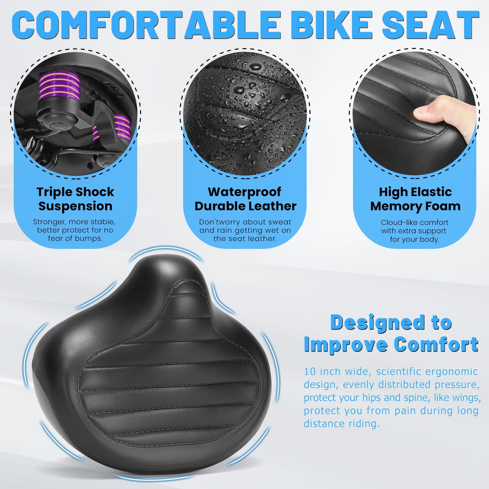 CDYWD New Noseless Bike Seat for Men Women Comfort Wide, Large Soft Padded Bi…