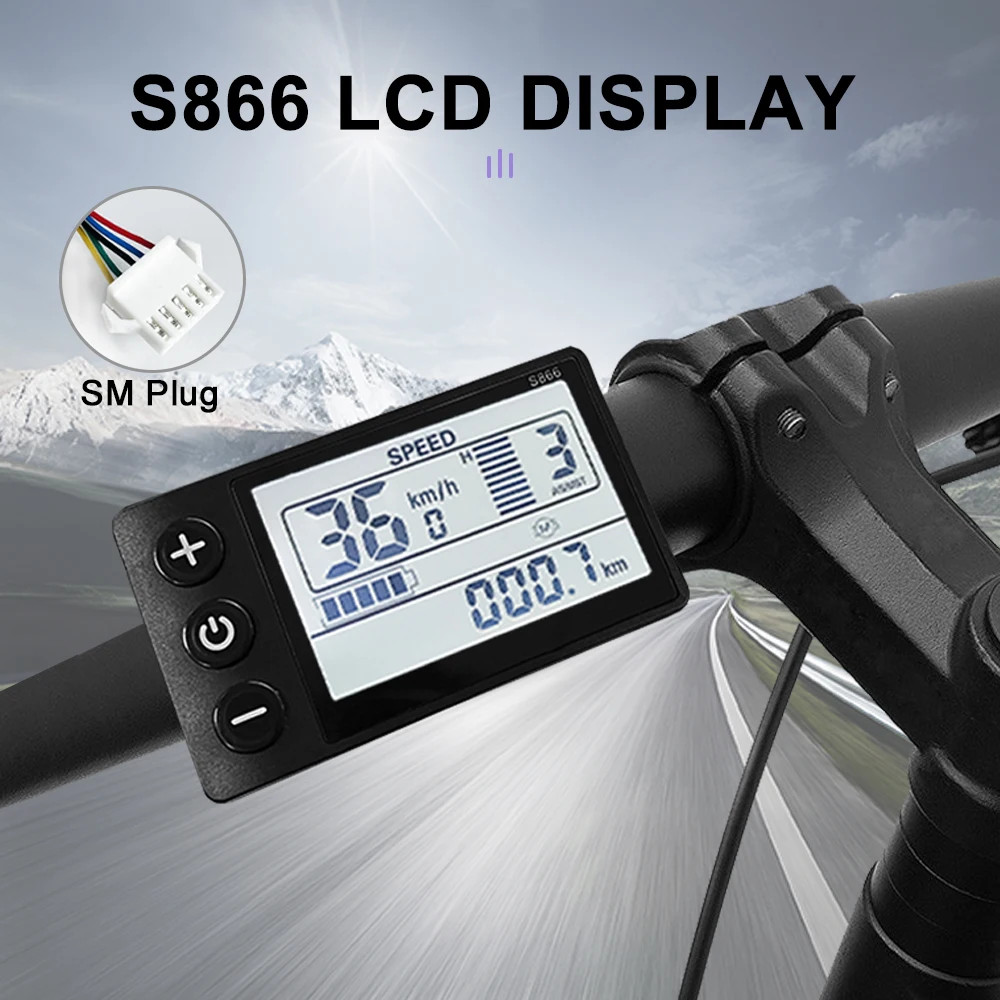 E-bike Display S866 S900 UKC1 LCD Display 24V-48V SM/Waterproof Connection Plug