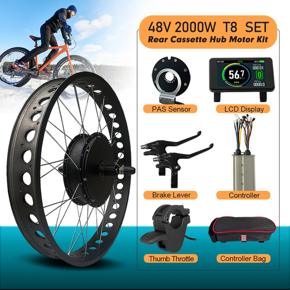 20 24 26inch 48V 2000W E-bike Fat Tire Brushless Rear Cassette Hub Motor Wheel