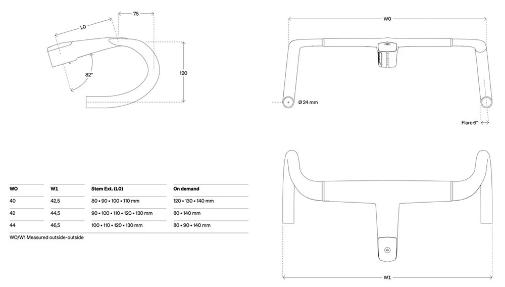 Carbon Road Bike Integrated Handlebar Internal Cable Routing 28.6mm 380mm-440mm