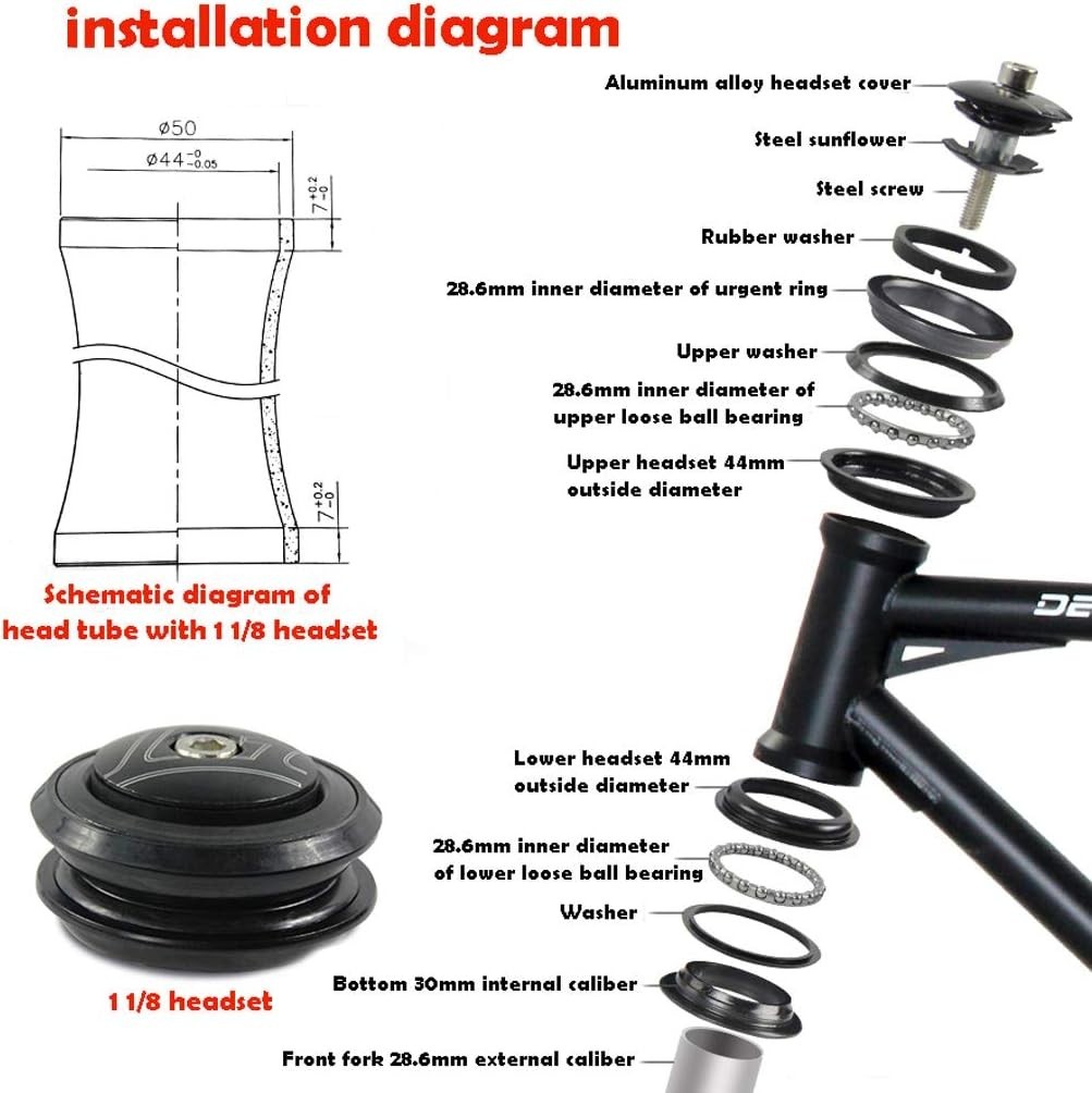 High-Quality 1-1/8′ BMX Headset Bearings – Durable and Lightweight 44mm Cap