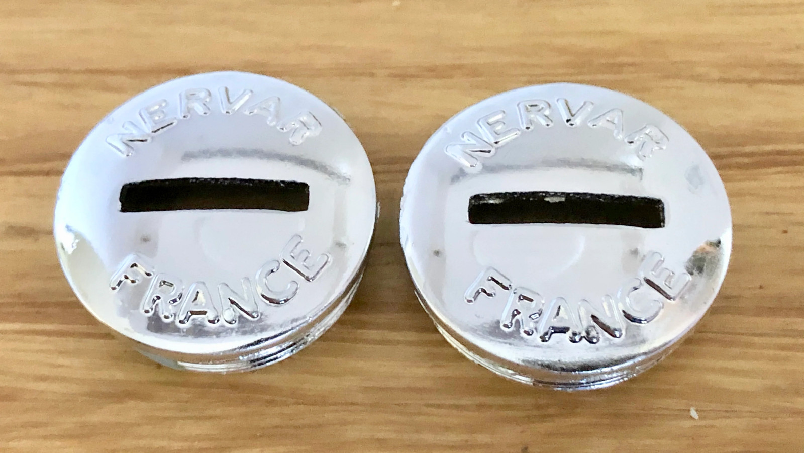 Nervar France Crank Caps – Chrome – old school bmx