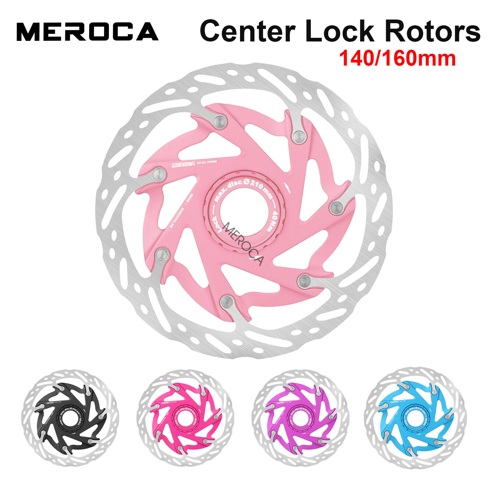 MEROCA Bike Disc Brake Rotors Center Lock 140mm 160mm MTB Road 1.8mm w/ Lockring
