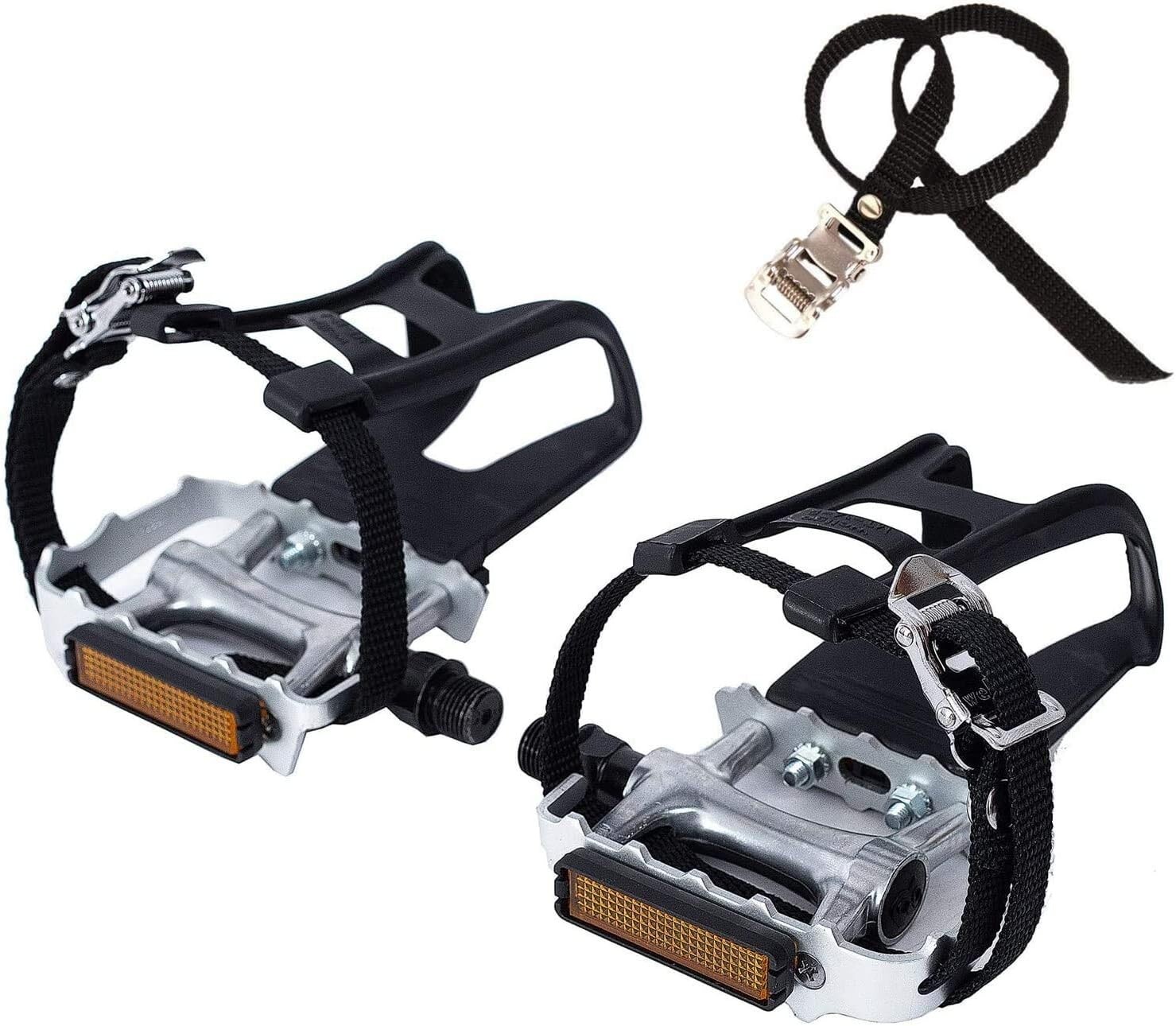 Wellgo Bike Pedals with Toe Cages and Straps Universal Fit Bicycle Pedals 9/1