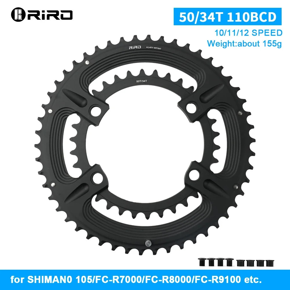 Road Bike 4 Bolt 110BCD Chainring 50-34T 52-36T 53-39T Crankset Round Chainwheel