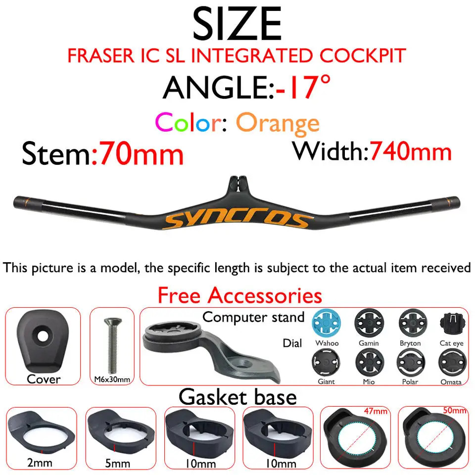 Carbon Fiber MTB Bicycle Integrated Handlebar with Stem Angle -8/-17/-25 Degree