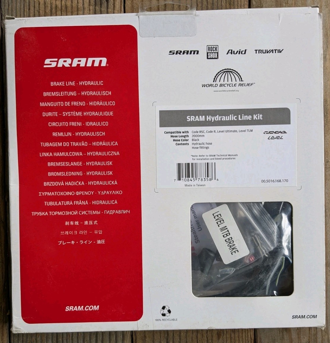 SRAM Hydraulic Hose Kit (2000mm) Code RSC/R, Level Ultimate/TLM