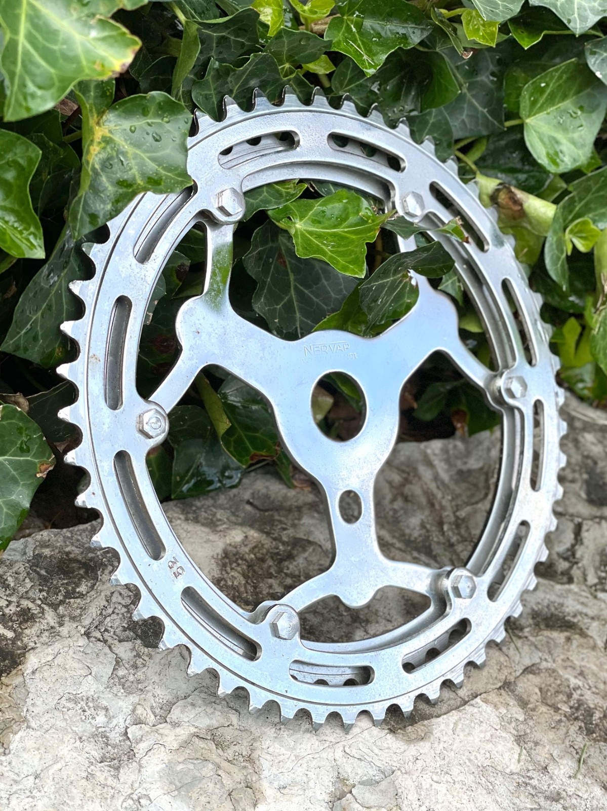 NOS Vintage Nervar Chainring Sprocket Set 52/ 47 Tooth For 1 Piece Crank France