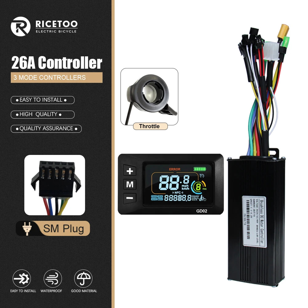 Three-Mode Electric Bike Controller 17A 26A 30A 40A 36/48V with S866 LCD Display