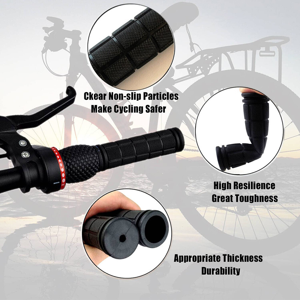 2 PC Mountain Bike Bicycle Cycling Handlebar Anti-Slip Soft Rubber Hand Grips