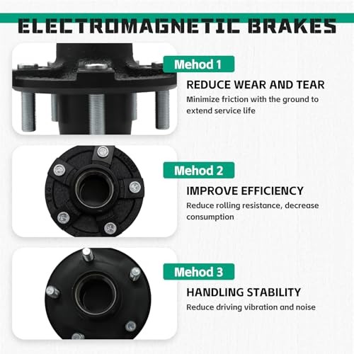 2 Sets 2000lb Trailer Hub Kit 5 Bolt 4.5″ Trailer Hubs 5 Lug Fit 1″ and 1