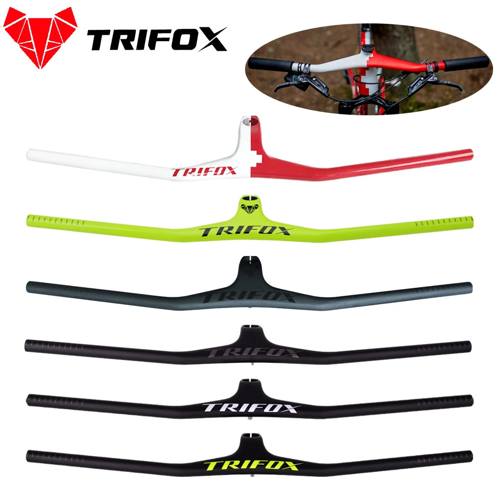 Angle-17° MTB Bicycle One-shaped Integrated Handlebar Stem 3K Matte 600-800mm