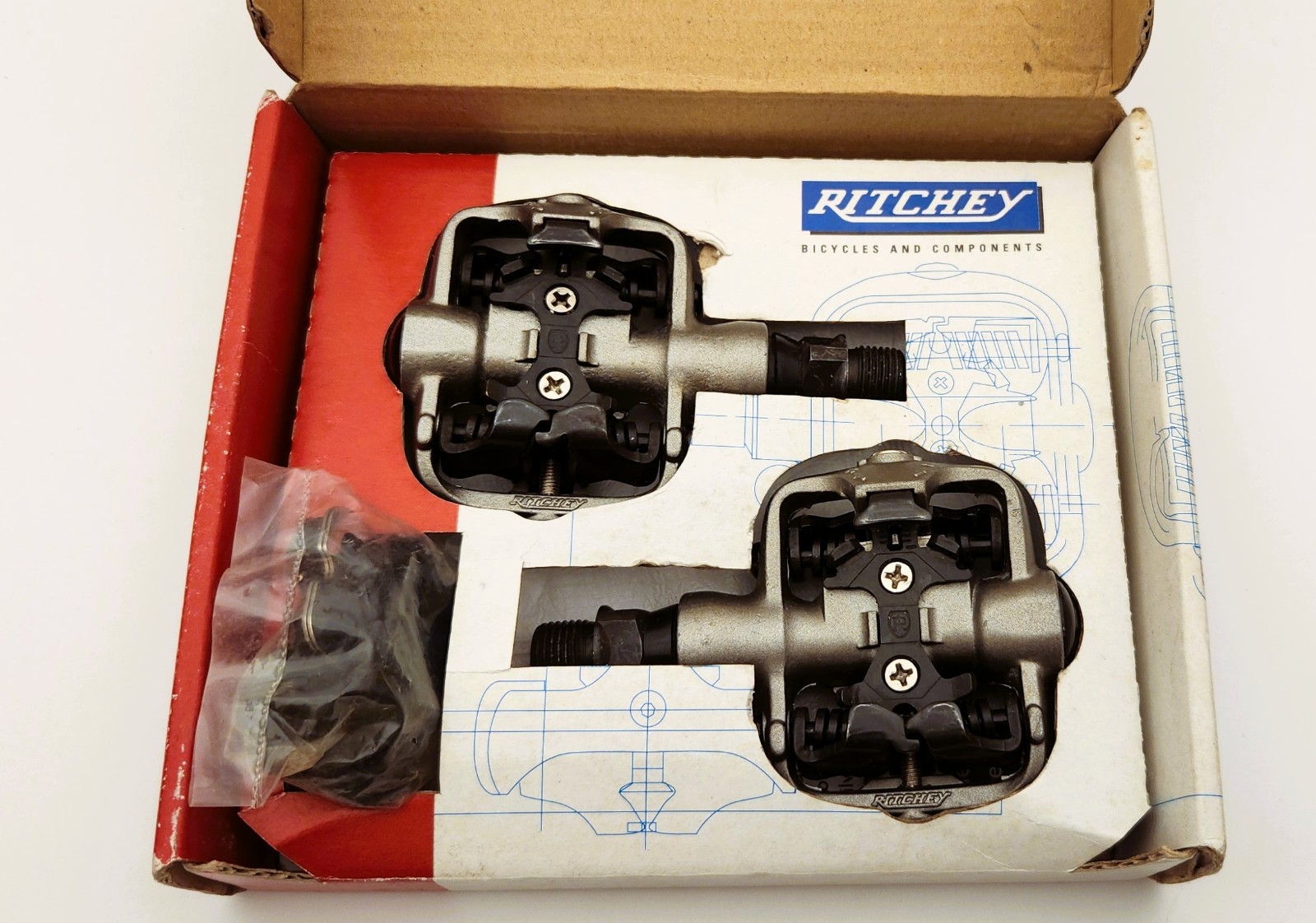 NOS/NIB RITCHEY LOGIC COMP V.2 SPEEDBLAST PEDALS W/CLEATS CRMO SPINDLE 9/16