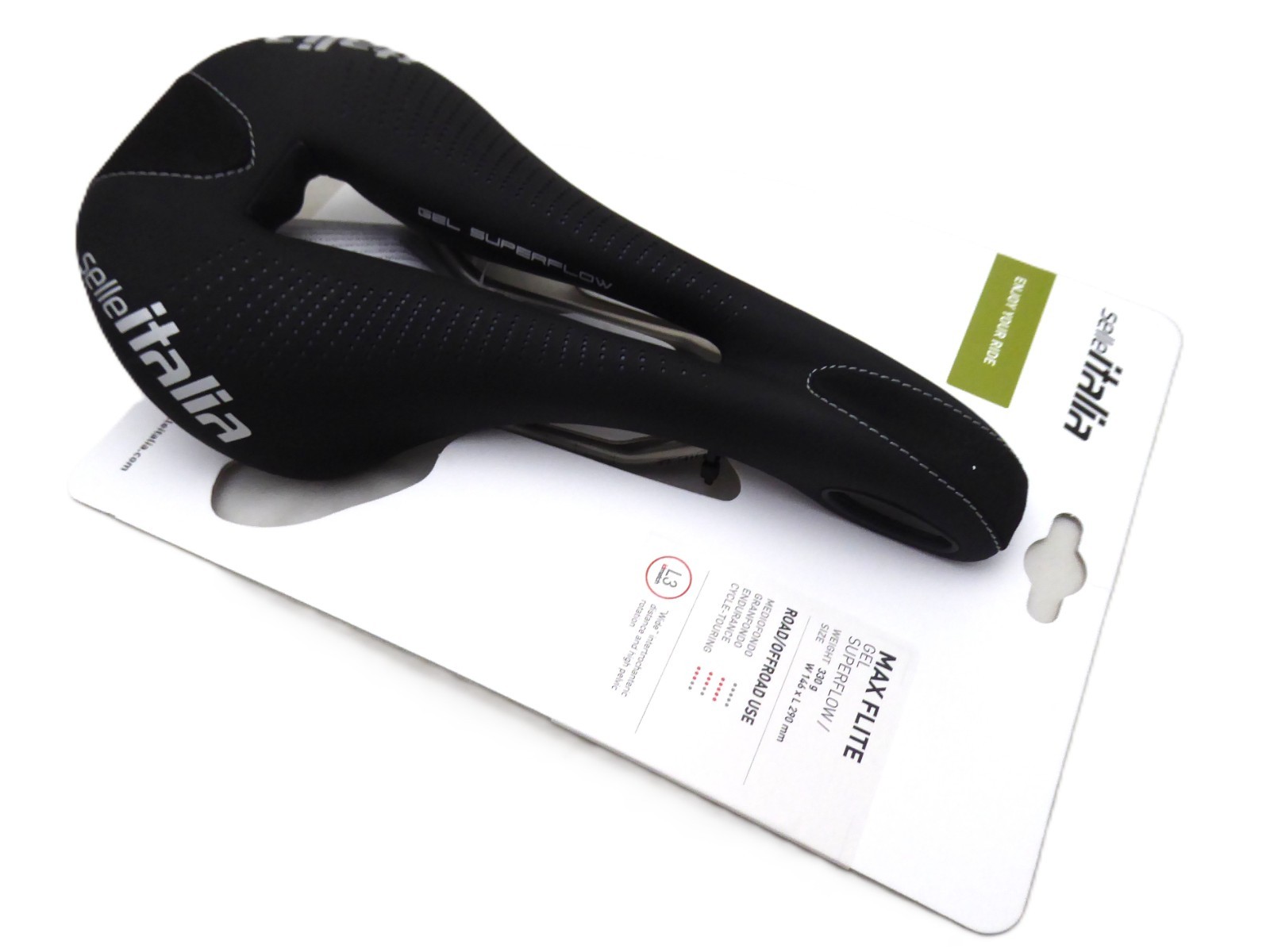 Selle Italia Max Flite Gel Superflow Saddle – Titanium, Black, L3