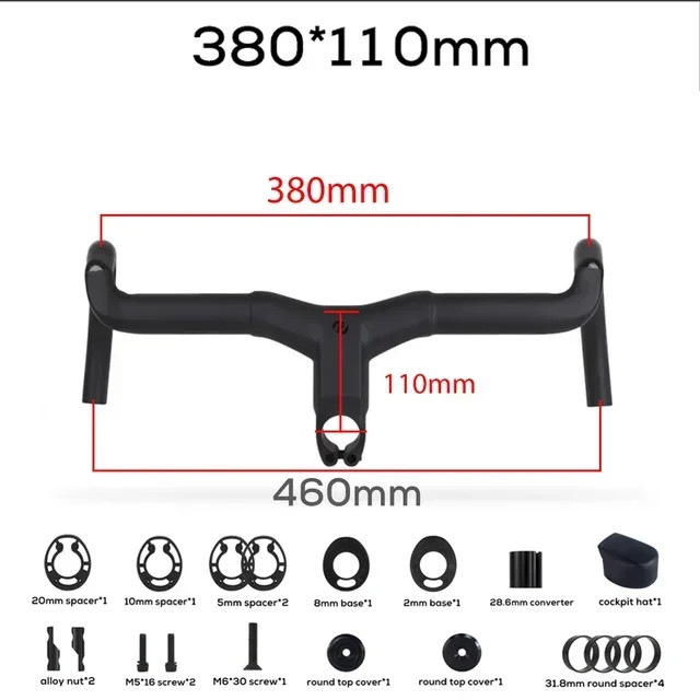 -6 Degree Carbon Fiber Gravel Road Bike Drop Bar Full Internal Cable Routing