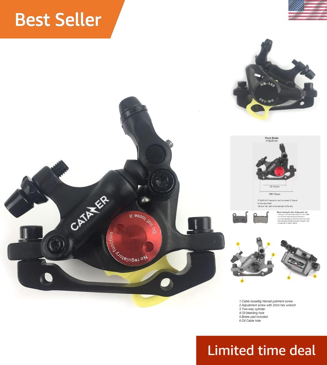 Cable-Actuated Hydraulic Disc Brake Caliper – Lightweight & Responsive Design
