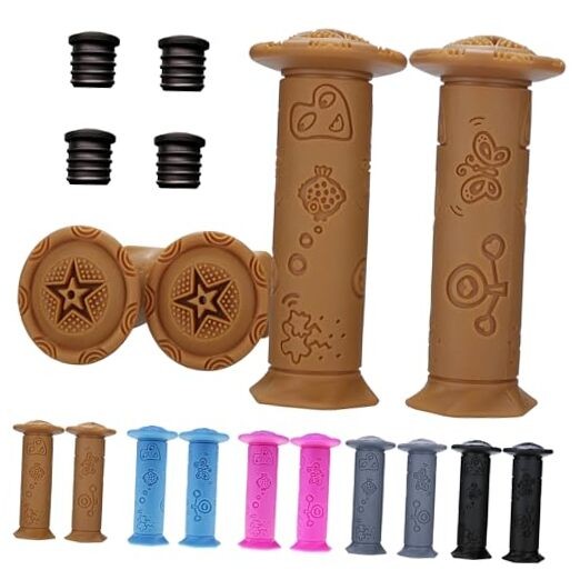 Kids Bike Grips 4PCS – Eco-Friendly TPE Handlebar Grips for Children’s Brown
