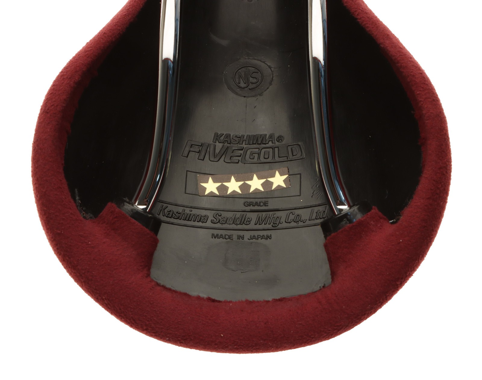 Kashimax Five Gold 4P Saddle NJS Standard Rails Wine Red Suede Leather NEW NOS
