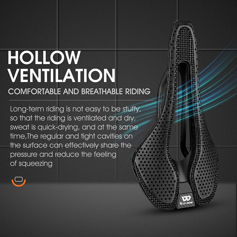 WEST BIKING Carbon Fiber 3D Printed Saddle Ultralight MTB Road Bike Seat Cushion