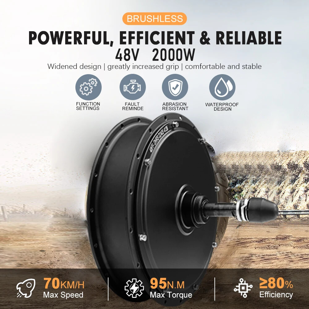 48V 2000W 20/24/26inch Snow E-bike Fat Brushless Gearless Rear Rotate Hub Motor