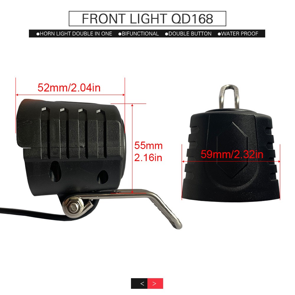 3 in 1 Light Kits 36V/48V/60V E-Bike Headlight & Tail Light Horn Turn Switch