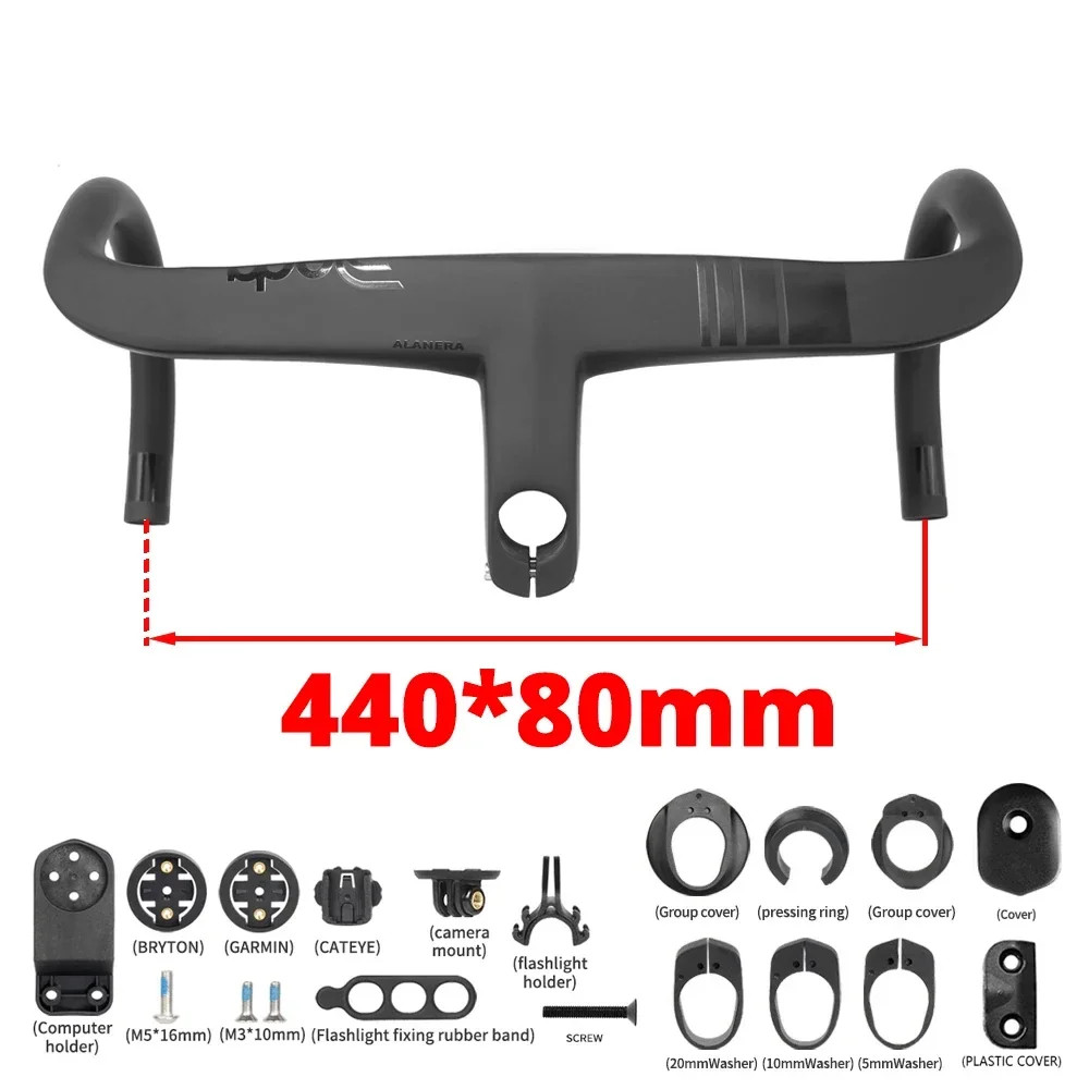 Road Bike Carbon Integrated Internal Cable Routing Handlebar with Computer Mount