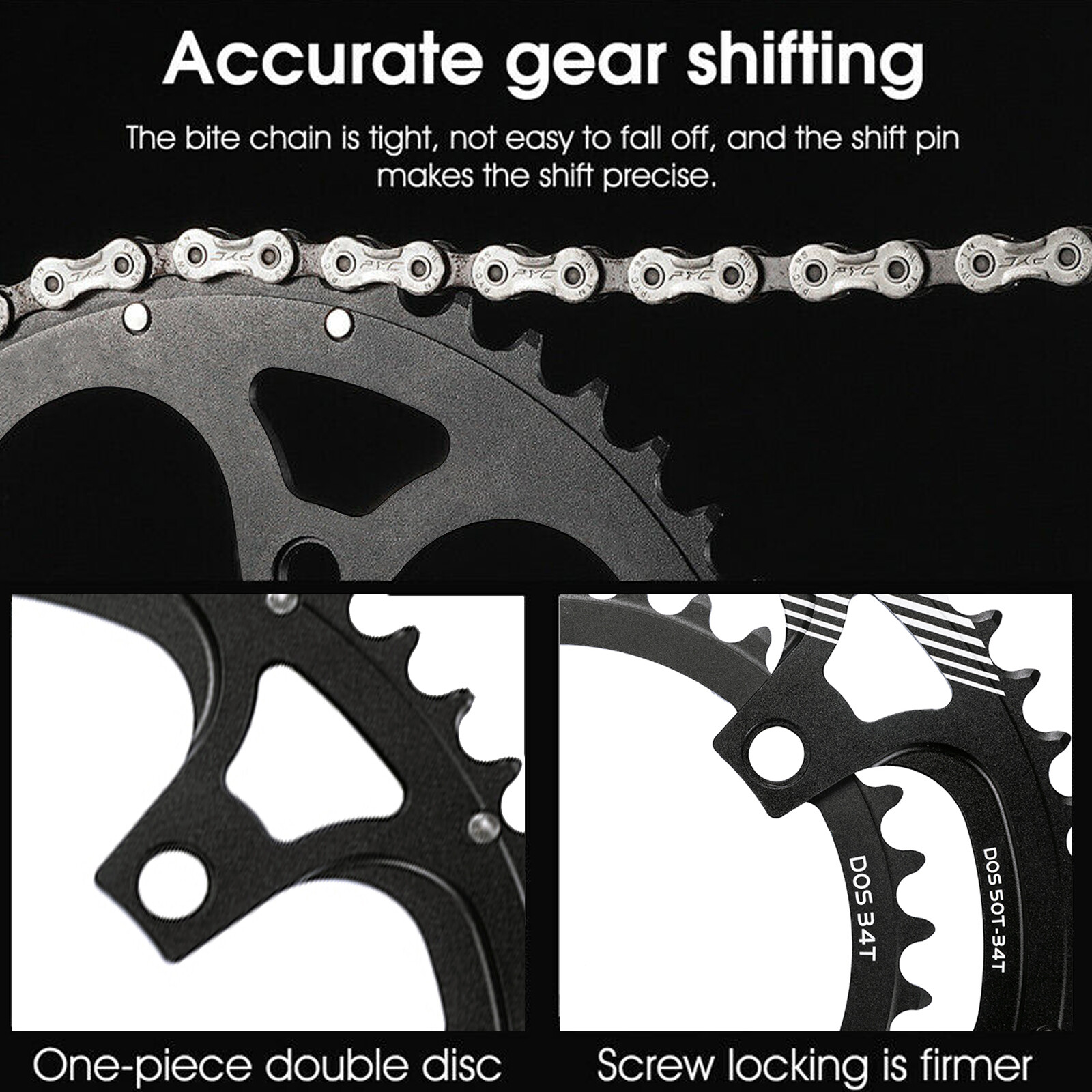 110BCD Double Chainring 34 36 39 50 53 53T Road Bike Round Chain Ring For 8-11S