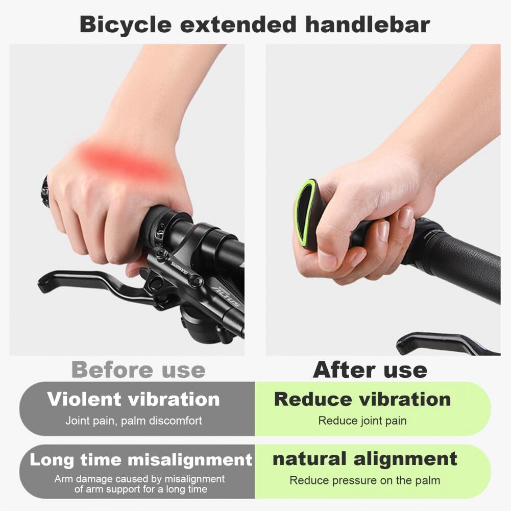 2PC MTB Bike Ergonomic Handlebar Extender for 21.8-22.2mm Handlebar Bar End Grip