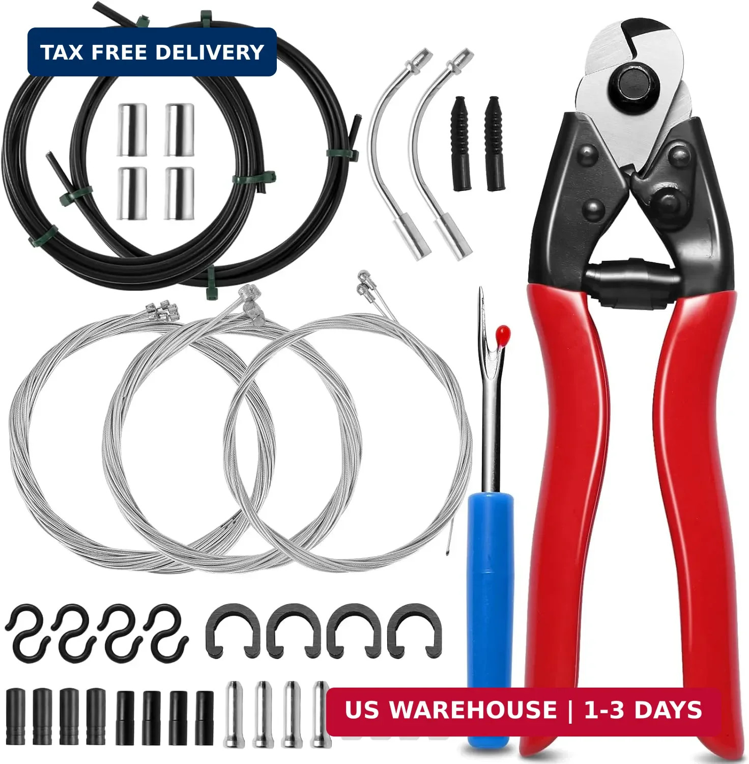 Bike Brake Cable Kit with Stainless Steel Bike Cable Cutter, Brake Cable and Bik