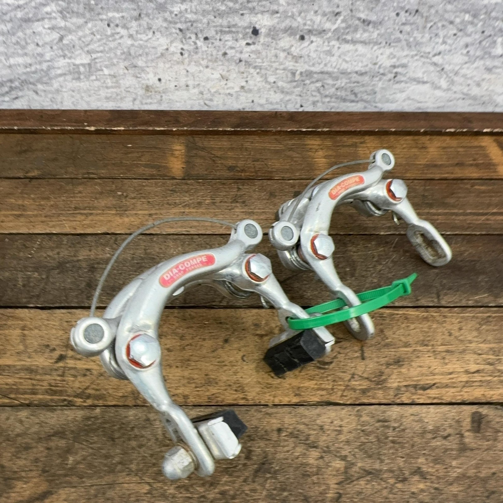 Vintage Dia-Compe Center Pull Caliper Brakes Set Drop Forged Silver 70s Japan