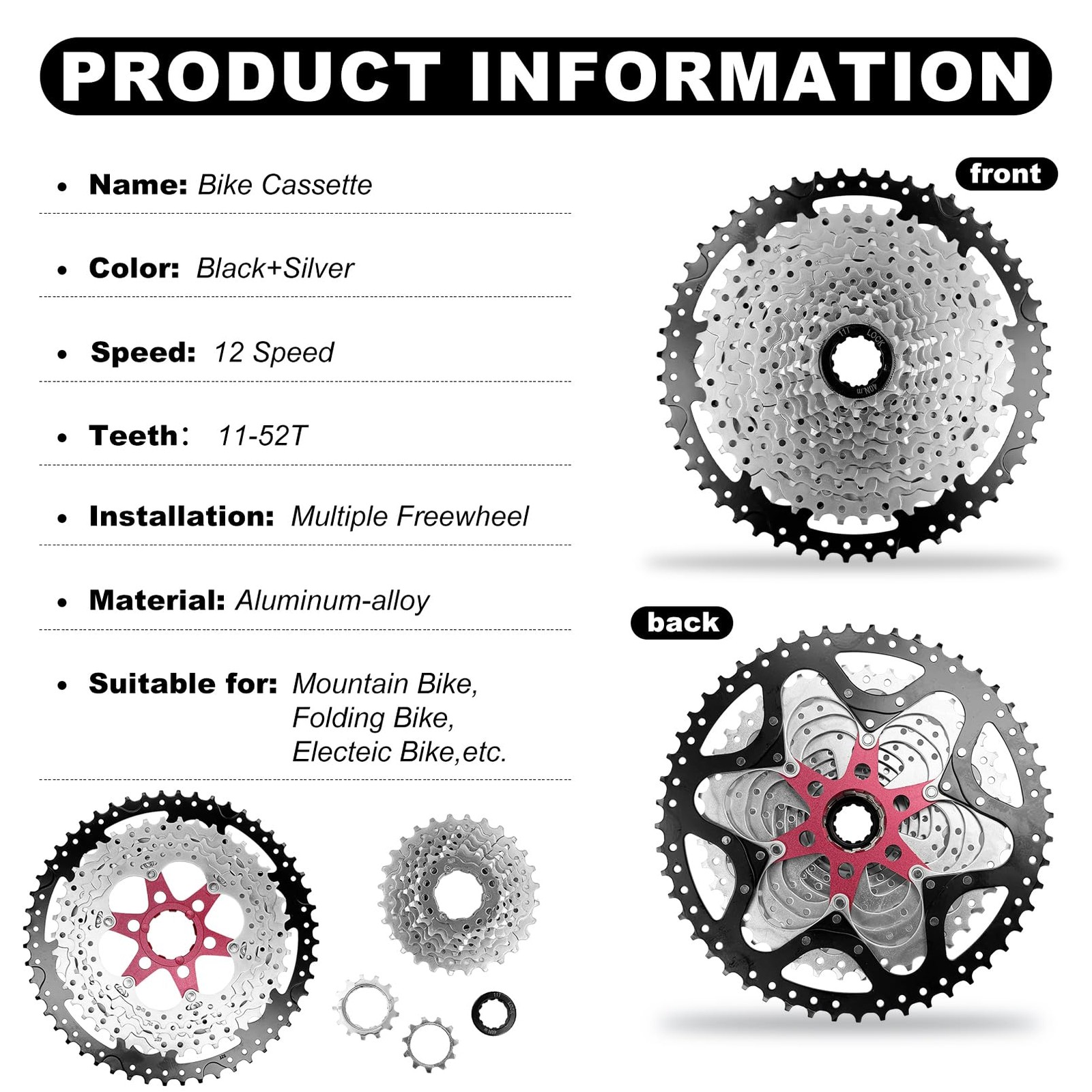 12 Speed Bike Cassette Freewheel Wide Ratio Bicycle Component Mountain