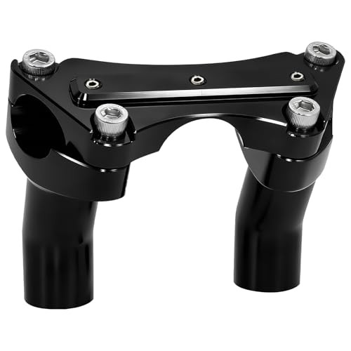 Black 1” Pullback Handlebar Risers and Top Clamp Kit 3.5″ Tall for Harley
