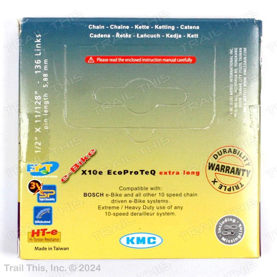 KMC e10 EPT 10-Speed 136L eBike Bike Chain Silver Anti-Rust Resistant Coating