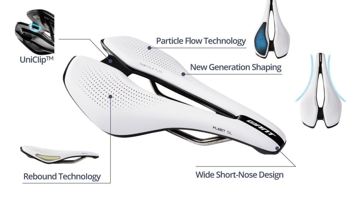 GIANT FLEET SL WHITE SADDLE 248X145MM SHORT NOSE CARBON COMPOSITE WEIGHT 222g