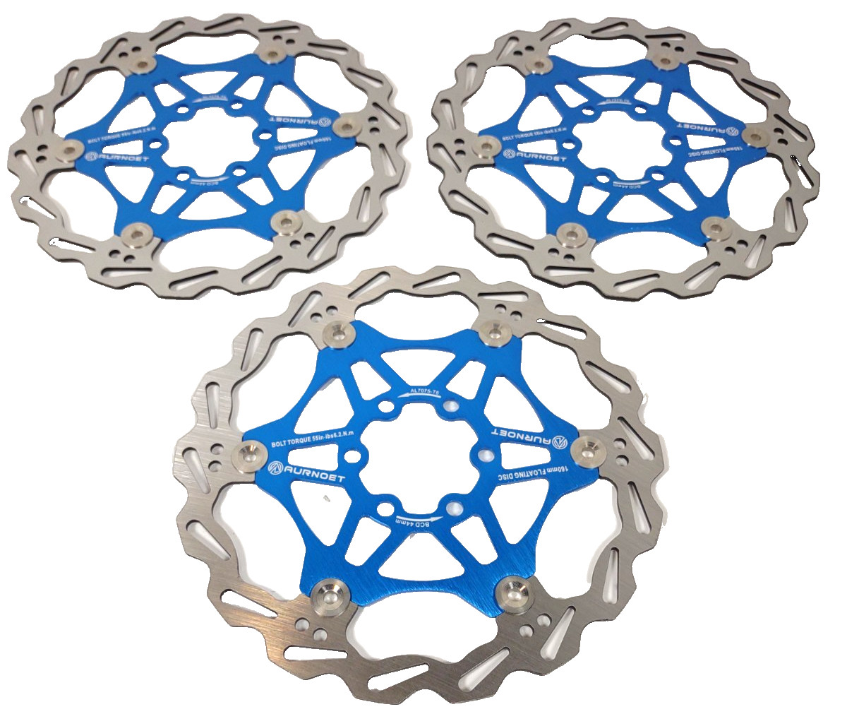Set of 3 Bike Floating Disc Rotor 160mm Brake Rotor + 6 Bolts fits Shimano