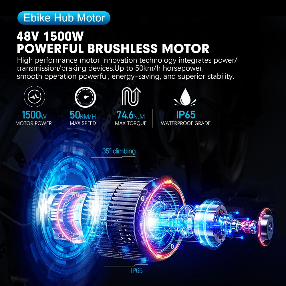 48V 1500W Mountain Electric Bike Conversion Kit Rear Rotate Wheel Hub Motor